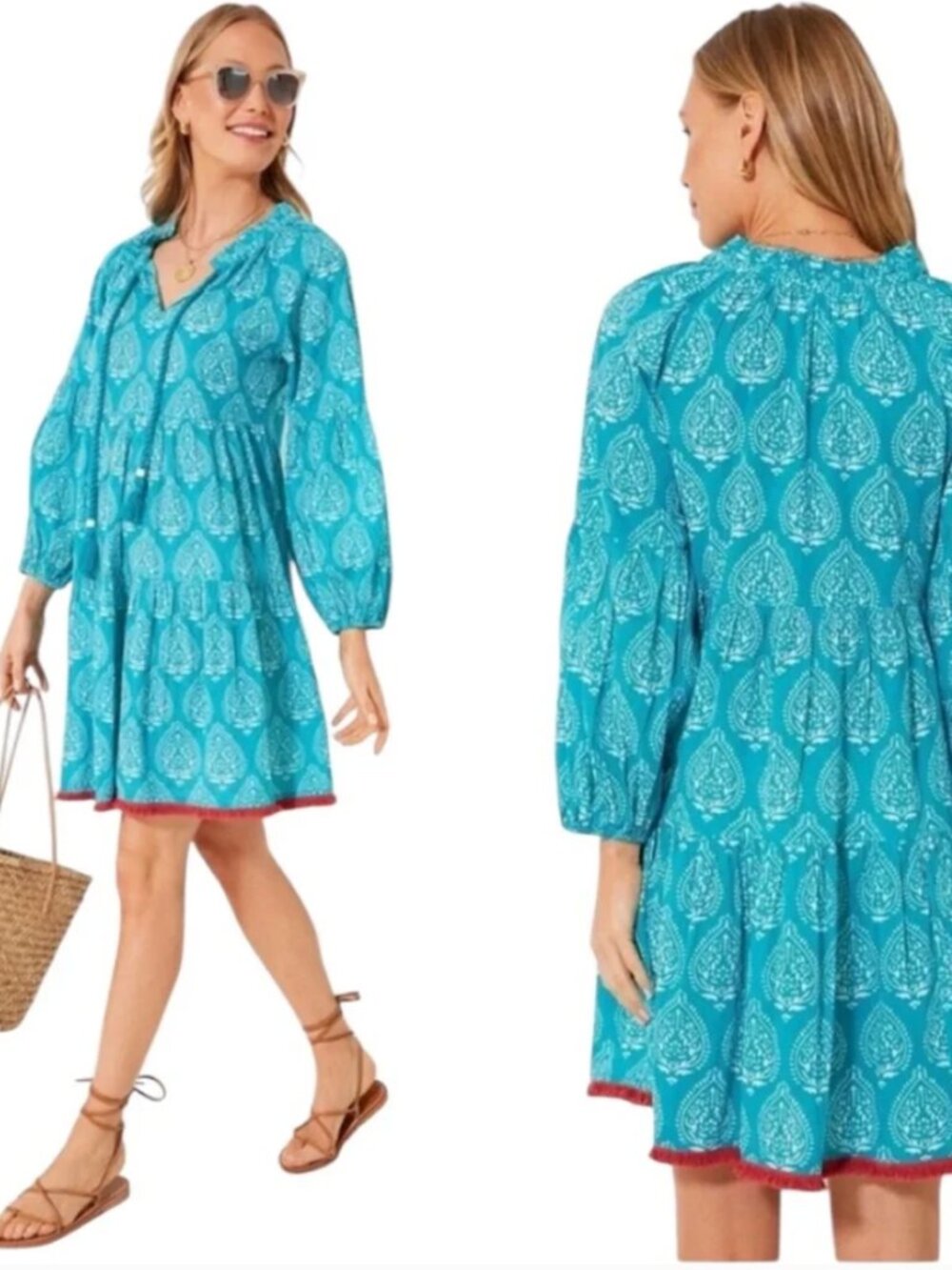 Tuckernuck Tropical Teal Block Print Caftan